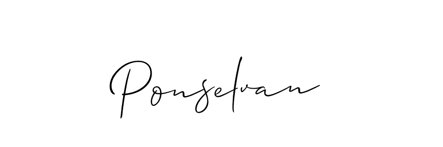 Make a beautiful signature design for name Ponselvan. With this signature (Allison_Script) style, you can create a handwritten signature for free. Ponselvan signature style 2 images and pictures png