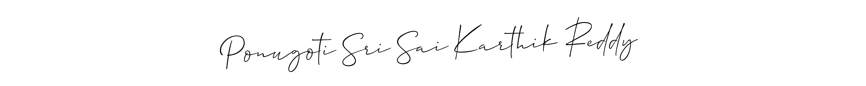 This is the best signature style for the Ponugoti Sri Sai Karthik Reddy name. Also you like these signature font (Allison_Script). Mix name signature. Ponugoti Sri Sai Karthik Reddy signature style 2 images and pictures png