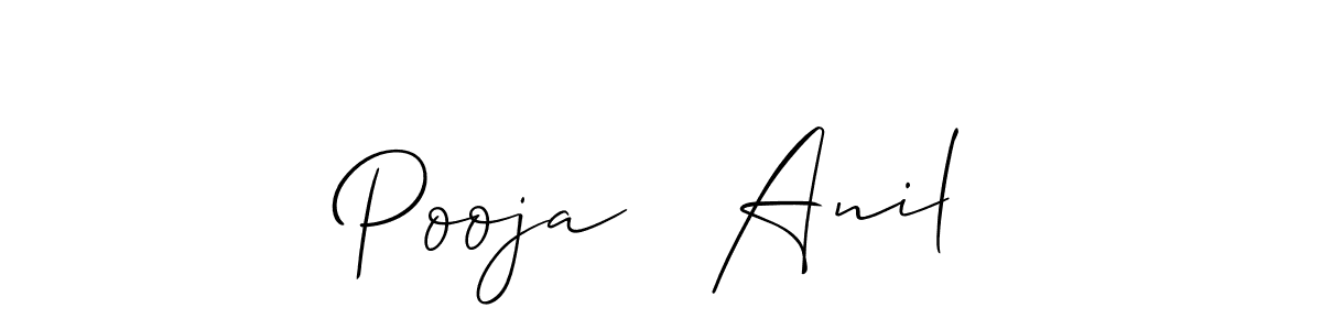 Make a beautiful signature design for name Pooja   Anil. With this signature (Allison_Script) style, you can create a handwritten signature for free. Pooja   Anil signature style 2 images and pictures png