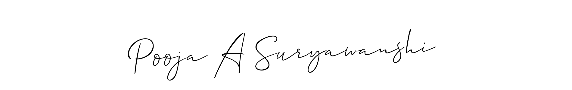 This is the best signature style for the Pooja A Suryawanshi name. Also you like these signature font (Allison_Script). Mix name signature. Pooja A Suryawanshi signature style 2 images and pictures png