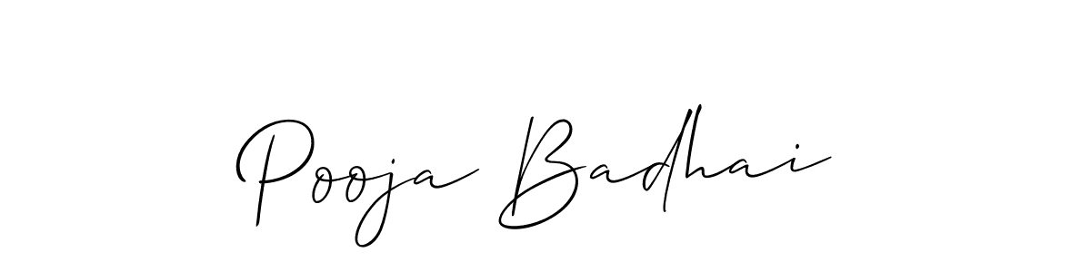 if you are searching for the best signature style for your name Pooja Badhai. so please give up your signature search. here we have designed multiple signature styles  using Allison_Script. Pooja Badhai signature style 2 images and pictures png