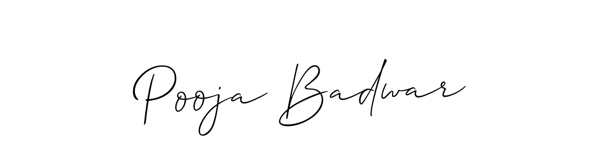 Also You can easily find your signature by using the search form. We will create Pooja Badwar name handwritten signature images for you free of cost using Allison_Script sign style. Pooja Badwar signature style 2 images and pictures png