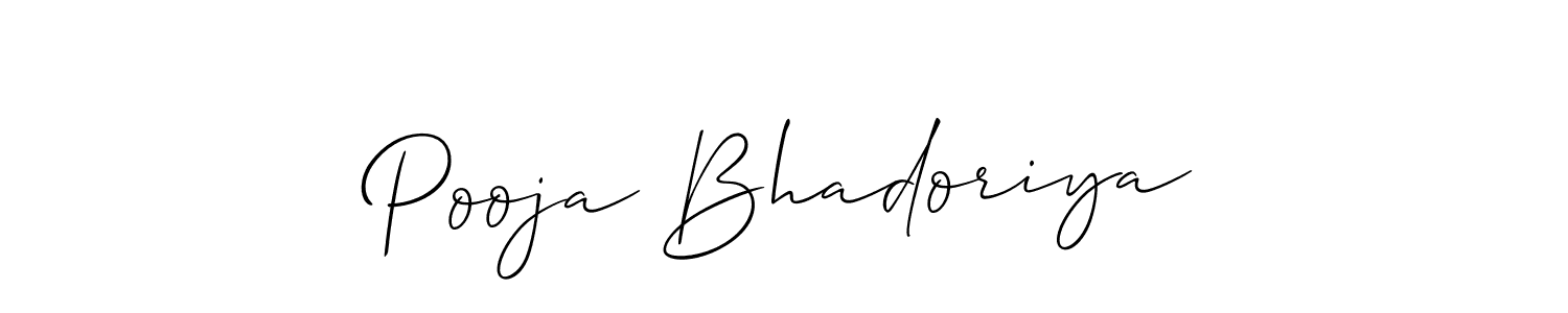 How to make Pooja Bhadoriya name signature. Use Allison_Script style for creating short signs online. This is the latest handwritten sign. Pooja Bhadoriya signature style 2 images and pictures png