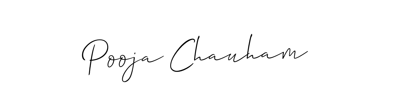 You should practise on your own different ways (Allison_Script) to write your name (Pooja Chauham) in signature. don't let someone else do it for you. Pooja Chauham signature style 2 images and pictures png