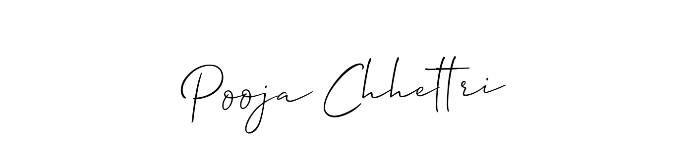 Make a beautiful signature design for name Pooja Chhettri. With this signature (Allison_Script) style, you can create a handwritten signature for free. Pooja Chhettri signature style 2 images and pictures png