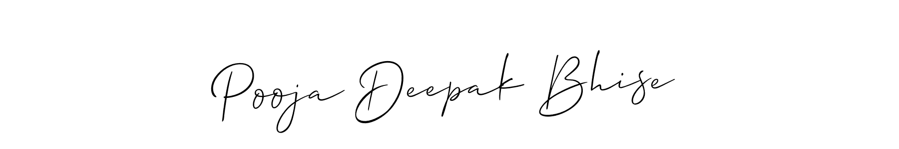 It looks lik you need a new signature style for name Pooja Deepak Bhise. Design unique handwritten (Allison_Script) signature with our free signature maker in just a few clicks. Pooja Deepak Bhise signature style 2 images and pictures png