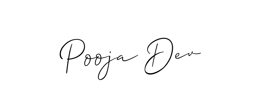 Make a beautiful signature design for name Pooja Dev. With this signature (Allison_Script) style, you can create a handwritten signature for free. Pooja Dev signature style 2 images and pictures png