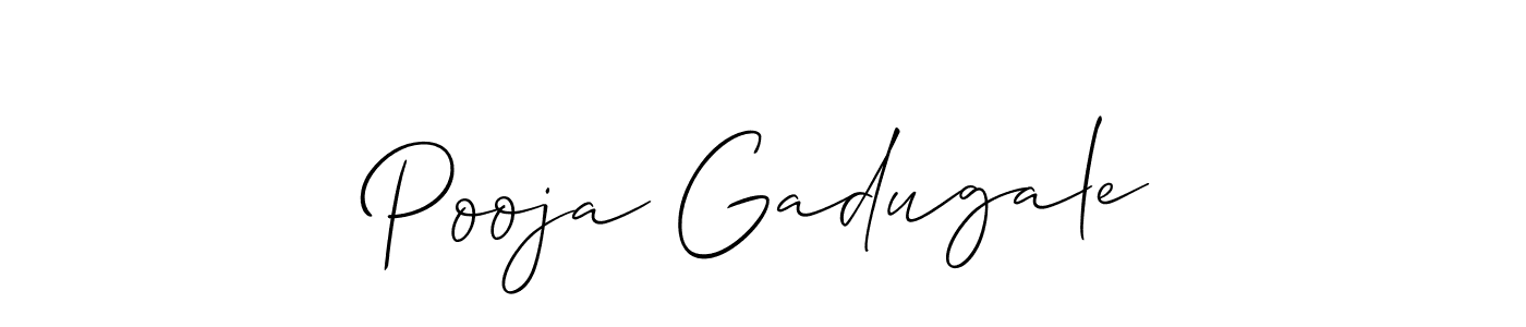 You should practise on your own different ways (Allison_Script) to write your name (Pooja Gadugale) in signature. don't let someone else do it for you. Pooja Gadugale signature style 2 images and pictures png