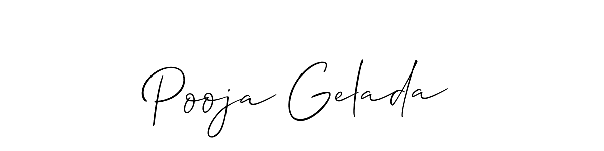 Pooja Gelada stylish signature style. Best Handwritten Sign (Allison_Script) for my name. Handwritten Signature Collection Ideas for my name Pooja Gelada. Pooja Gelada signature style 2 images and pictures png