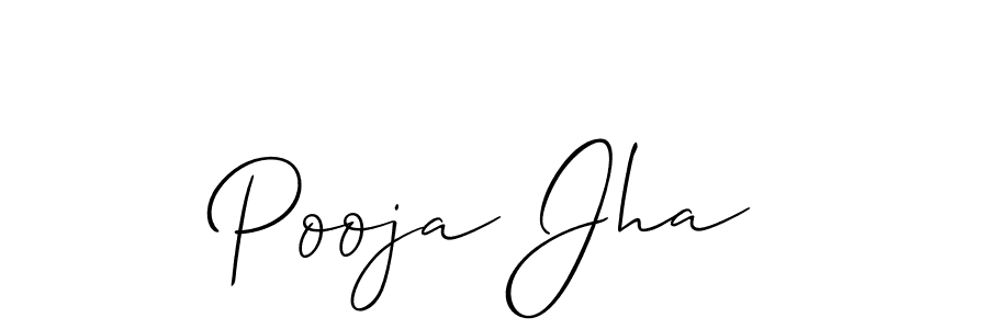 Make a beautiful signature design for name Pooja Jha. With this signature (Allison_Script) style, you can create a handwritten signature for free. Pooja Jha signature style 2 images and pictures png