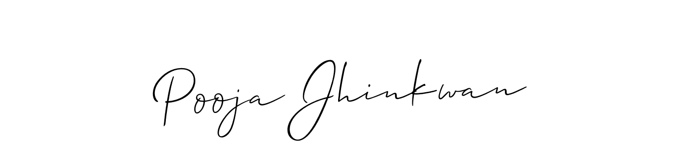 Allison_Script is a professional signature style that is perfect for those who want to add a touch of class to their signature. It is also a great choice for those who want to make their signature more unique. Get Pooja Jhinkwan name to fancy signature for free. Pooja Jhinkwan signature style 2 images and pictures png