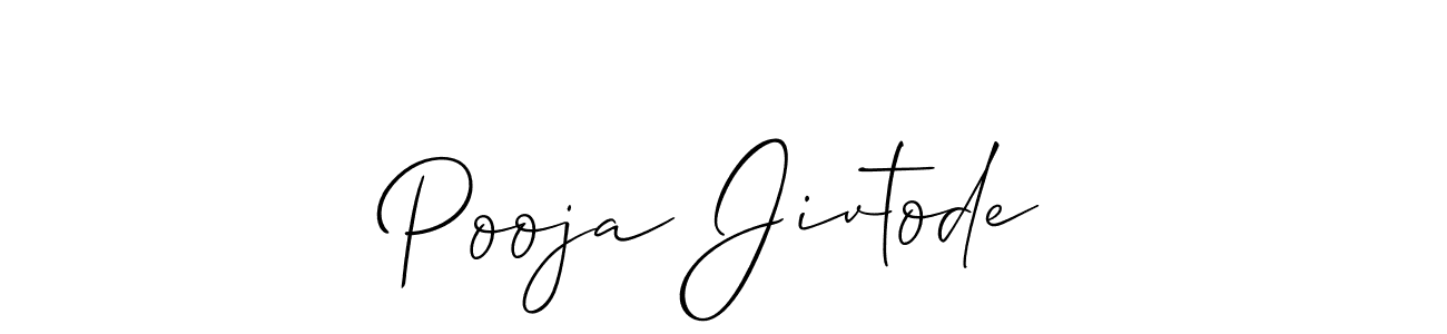 You should practise on your own different ways (Allison_Script) to write your name (Pooja Jivtode) in signature. don't let someone else do it for you. Pooja Jivtode signature style 2 images and pictures png