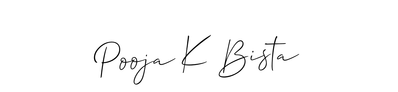 Make a beautiful signature design for name Pooja K Bista. With this signature (Allison_Script) style, you can create a handwritten signature for free. Pooja K Bista signature style 2 images and pictures png