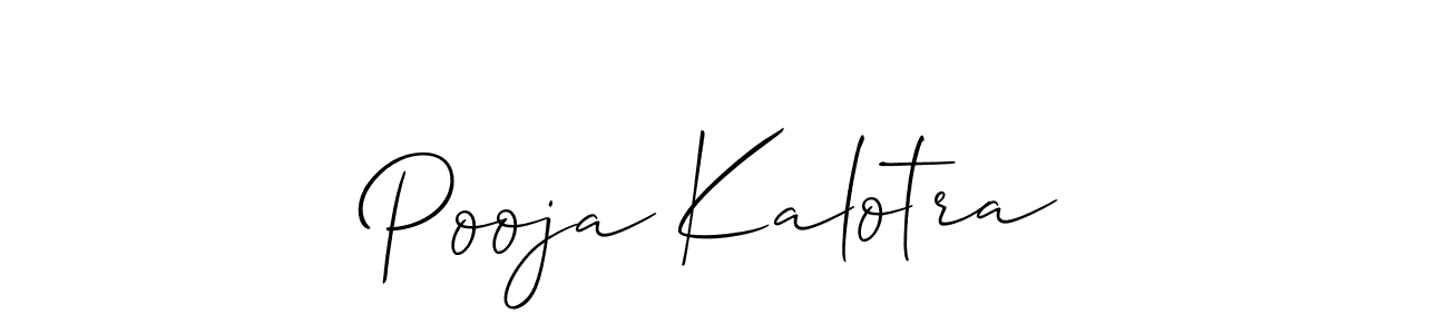 Make a beautiful signature design for name Pooja Kalotra. With this signature (Allison_Script) style, you can create a handwritten signature for free. Pooja Kalotra signature style 2 images and pictures png