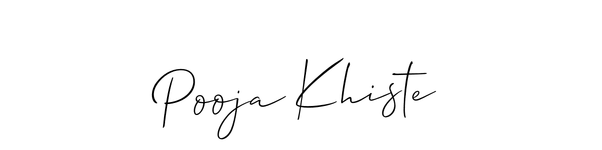 How to make Pooja Khiste name signature. Use Allison_Script style for creating short signs online. This is the latest handwritten sign. Pooja Khiste signature style 2 images and pictures png