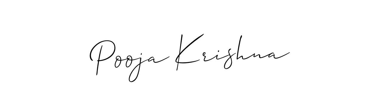 Also we have Pooja Krishna name is the best signature style. Create professional handwritten signature collection using Allison_Script autograph style. Pooja Krishna signature style 2 images and pictures png