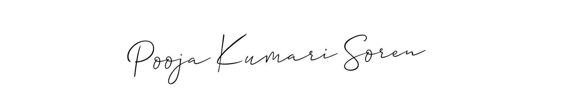Create a beautiful signature design for name Pooja Kumari Soren. With this signature (Allison_Script) fonts, you can make a handwritten signature for free. Pooja Kumari Soren signature style 2 images and pictures png