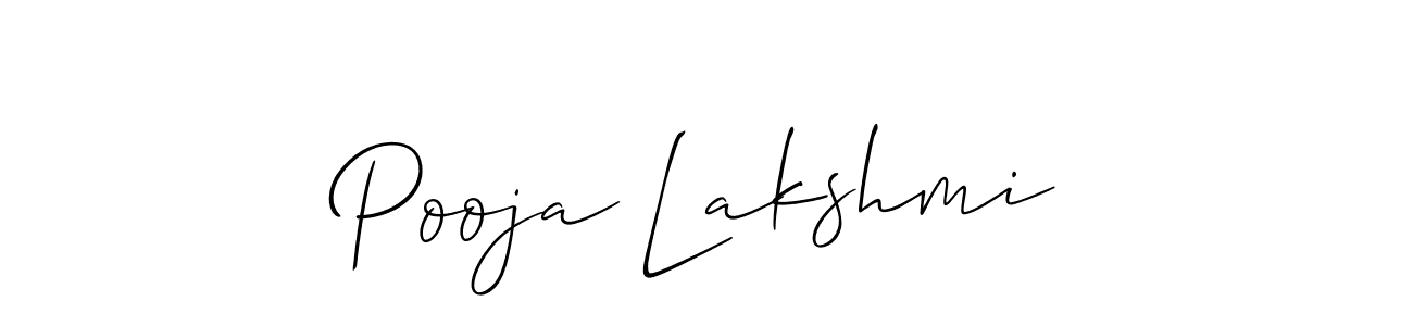 Make a beautiful signature design for name Pooja Lakshmi. With this signature (Allison_Script) style, you can create a handwritten signature for free. Pooja Lakshmi signature style 2 images and pictures png