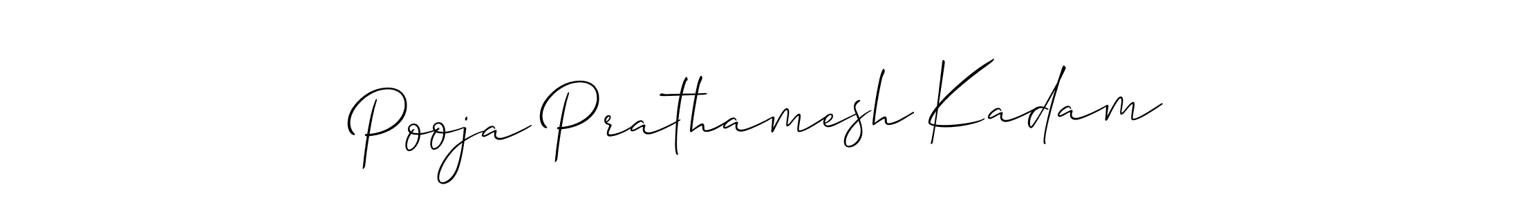Allison_Script is a professional signature style that is perfect for those who want to add a touch of class to their signature. It is also a great choice for those who want to make their signature more unique. Get Pooja Prathamesh Kadam name to fancy signature for free. Pooja Prathamesh Kadam signature style 2 images and pictures png
