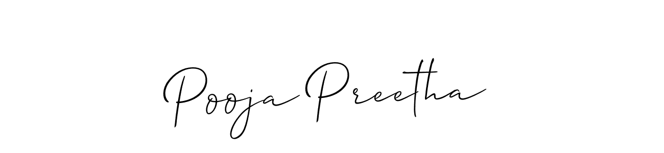 It looks lik you need a new signature style for name Pooja Preetha. Design unique handwritten (Allison_Script) signature with our free signature maker in just a few clicks. Pooja Preetha signature style 2 images and pictures png