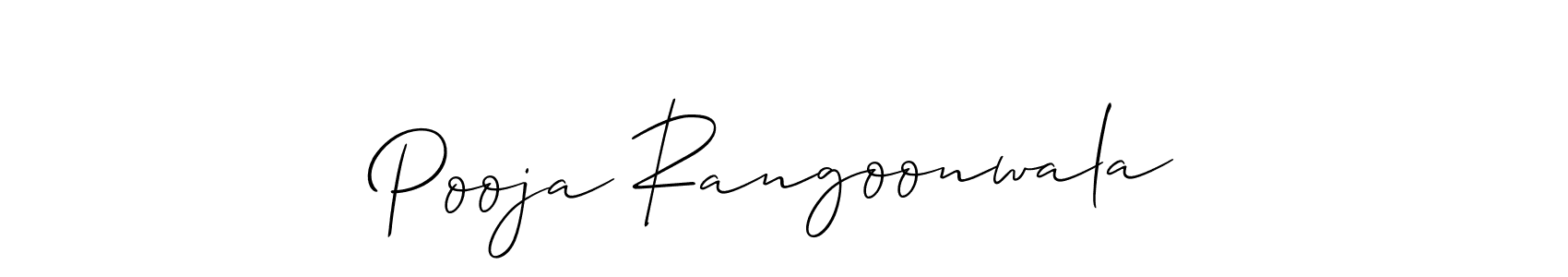 Also we have Pooja Rangoonwala name is the best signature style. Create professional handwritten signature collection using Allison_Script autograph style. Pooja Rangoonwala signature style 2 images and pictures png