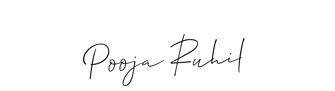 How to make Pooja Ruhil name signature. Use Allison_Script style for creating short signs online. This is the latest handwritten sign. Pooja Ruhil signature style 2 images and pictures png
