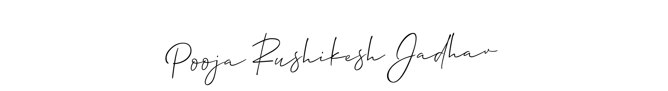 You should practise on your own different ways (Allison_Script) to write your name (Pooja Rushikesh Jadhav) in signature. don't let someone else do it for you. Pooja Rushikesh Jadhav signature style 2 images and pictures png