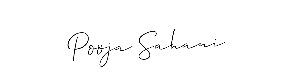 Make a beautiful signature design for name Pooja Sahani. With this signature (Allison_Script) style, you can create a handwritten signature for free. Pooja Sahani signature style 2 images and pictures png