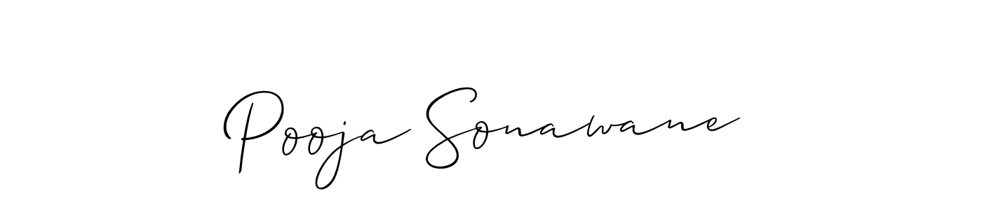 How to make Pooja Sonawane name signature. Use Allison_Script style for creating short signs online. This is the latest handwritten sign. Pooja Sonawane signature style 2 images and pictures png