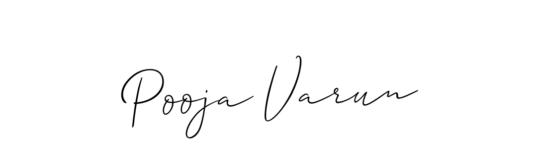 Create a beautiful signature design for name Pooja Varun. With this signature (Allison_Script) fonts, you can make a handwritten signature for free. Pooja Varun signature style 2 images and pictures png