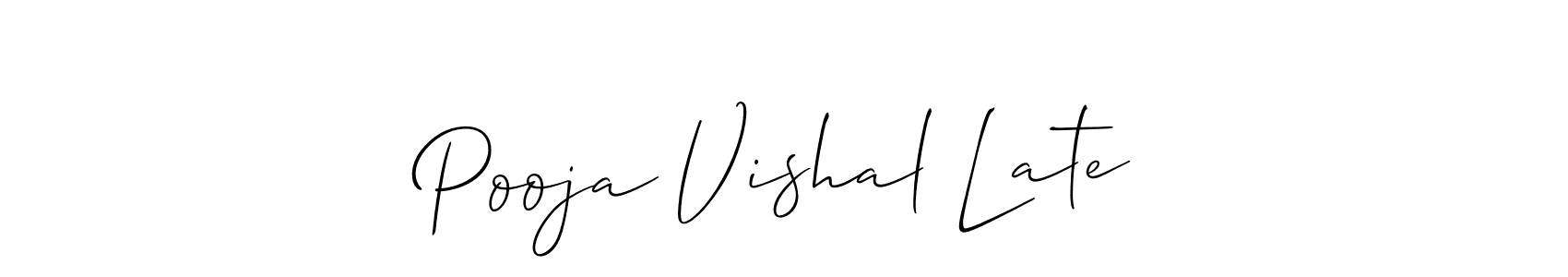 if you are searching for the best signature style for your name Pooja Vishal Late. so please give up your signature search. here we have designed multiple signature styles  using Allison_Script. Pooja Vishal Late signature style 2 images and pictures png