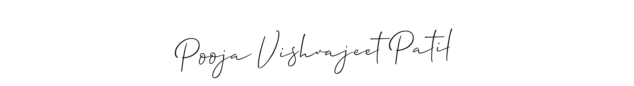 The best way (Allison_Script) to make a short signature is to pick only two or three words in your name. The name Pooja Vishvajeet Patil include a total of six letters. For converting this name. Pooja Vishvajeet Patil signature style 2 images and pictures png