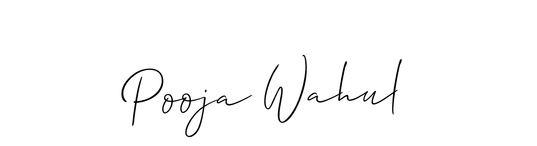 This is the best signature style for the Pooja Wahul name. Also you like these signature font (Allison_Script). Mix name signature. Pooja Wahul signature style 2 images and pictures png