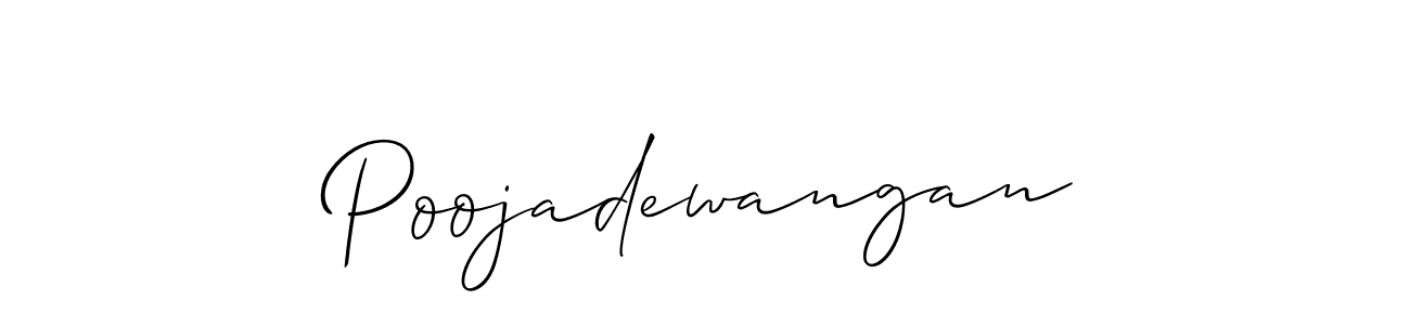 Make a short Poojadewangan signature style. Manage your documents anywhere anytime using Allison_Script. Create and add eSignatures, submit forms, share and send files easily. Poojadewangan signature style 2 images and pictures png