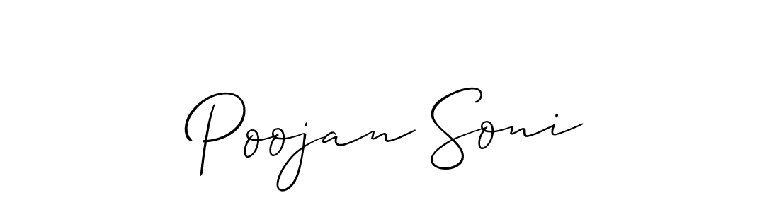 Make a beautiful signature design for name Poojan Soni. With this signature (Allison_Script) style, you can create a handwritten signature for free. Poojan Soni signature style 2 images and pictures png