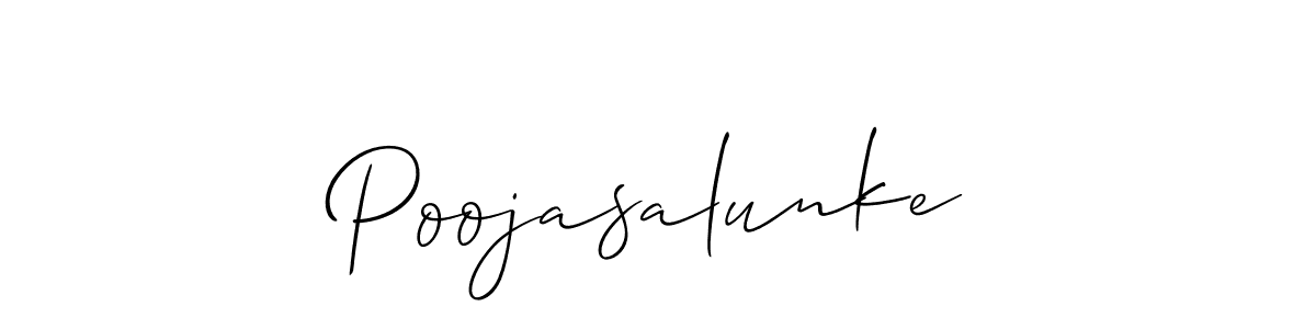 Allison_Script is a professional signature style that is perfect for those who want to add a touch of class to their signature. It is also a great choice for those who want to make their signature more unique. Get Poojasalunke name to fancy signature for free. Poojasalunke signature style 2 images and pictures png