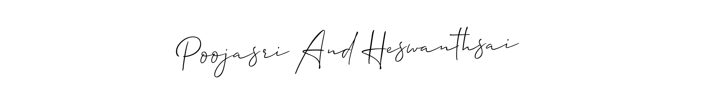 How to make Poojasri And Heswanthsai name signature. Use Allison_Script style for creating short signs online. This is the latest handwritten sign. Poojasri And Heswanthsai signature style 2 images and pictures png