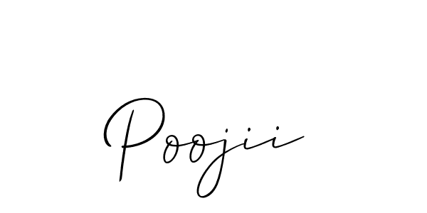 Create a beautiful signature design for name Poojii. With this signature (Allison_Script) fonts, you can make a handwritten signature for free. Poojii signature style 2 images and pictures png