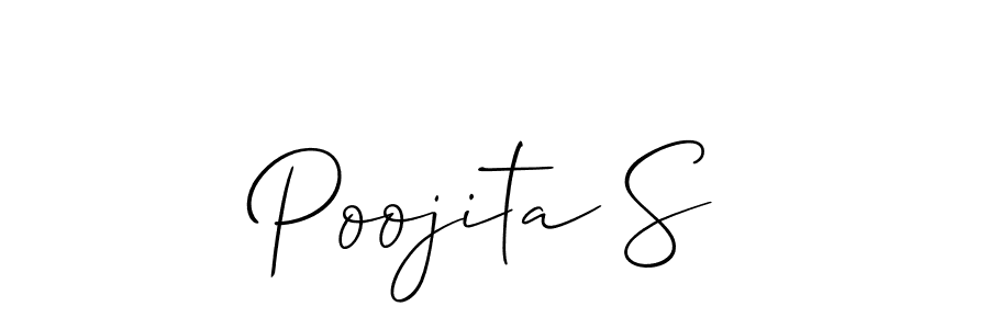 Make a short Poojita S signature style. Manage your documents anywhere anytime using Allison_Script. Create and add eSignatures, submit forms, share and send files easily. Poojita S signature style 2 images and pictures png