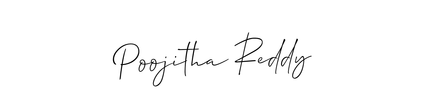 Make a short Poojitha Reddy signature style. Manage your documents anywhere anytime using Allison_Script. Create and add eSignatures, submit forms, share and send files easily. Poojitha Reddy signature style 2 images and pictures png