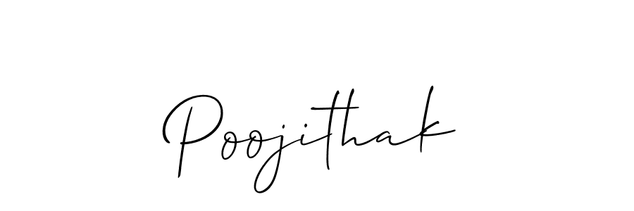 The best way (Allison_Script) to make a short signature is to pick only two or three words in your name. The name Poojithak include a total of six letters. For converting this name. Poojithak signature style 2 images and pictures png