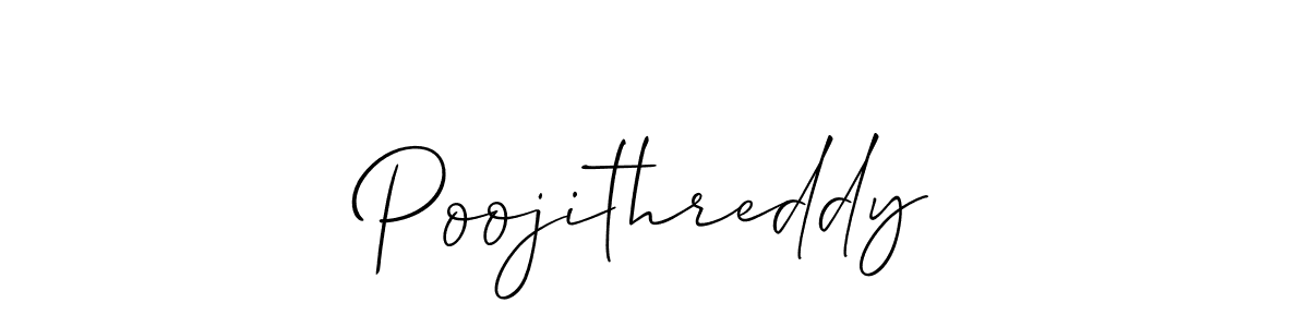 How to make Poojithreddy signature? Allison_Script is a professional autograph style. Create handwritten signature for Poojithreddy name. Poojithreddy signature style 2 images and pictures png