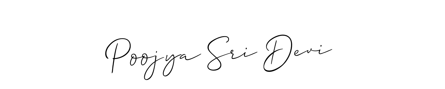 Use a signature maker to create a handwritten signature online. With this signature software, you can design (Allison_Script) your own signature for name Poojya Sri Devi. Poojya Sri Devi signature style 2 images and pictures png