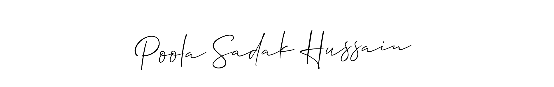 Create a beautiful signature design for name Poola Sadak Hussain. With this signature (Allison_Script) fonts, you can make a handwritten signature for free. Poola Sadak Hussain signature style 2 images and pictures png