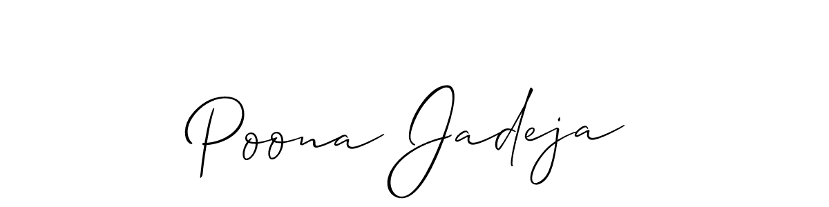 Create a beautiful signature design for name Poona Jadeja. With this signature (Allison_Script) fonts, you can make a handwritten signature for free. Poona Jadeja signature style 2 images and pictures png