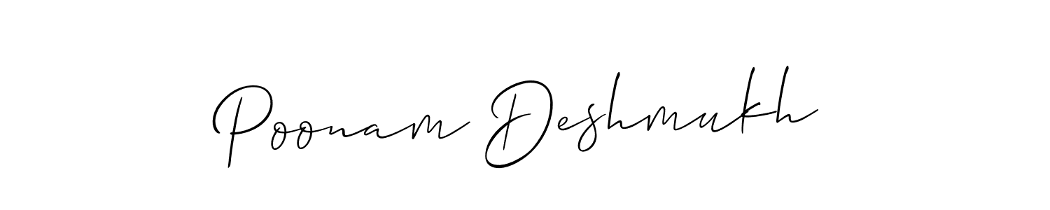 It looks lik you need a new signature style for name Poonam Deshmukh. Design unique handwritten (Allison_Script) signature with our free signature maker in just a few clicks. Poonam Deshmukh signature style 2 images and pictures png