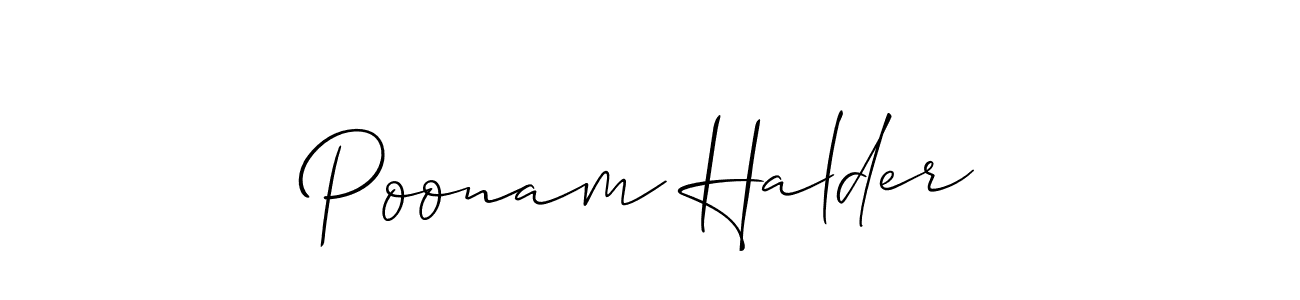 Also we have Poonam Halder name is the best signature style. Create professional handwritten signature collection using Allison_Script autograph style. Poonam Halder signature style 2 images and pictures png