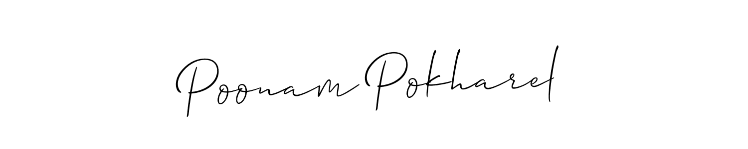 Make a short Poonam Pokharel signature style. Manage your documents anywhere anytime using Allison_Script. Create and add eSignatures, submit forms, share and send files easily. Poonam Pokharel signature style 2 images and pictures png