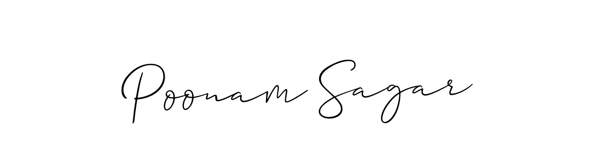 Allison_Script is a professional signature style that is perfect for those who want to add a touch of class to their signature. It is also a great choice for those who want to make their signature more unique. Get Poonam Sagar name to fancy signature for free. Poonam Sagar signature style 2 images and pictures png