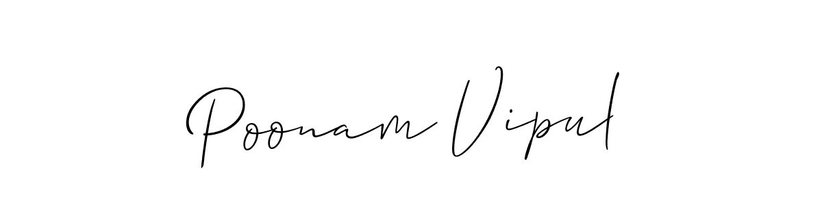 Allison_Script is a professional signature style that is perfect for those who want to add a touch of class to their signature. It is also a great choice for those who want to make their signature more unique. Get Poonam Vipul name to fancy signature for free. Poonam Vipul signature style 2 images and pictures png